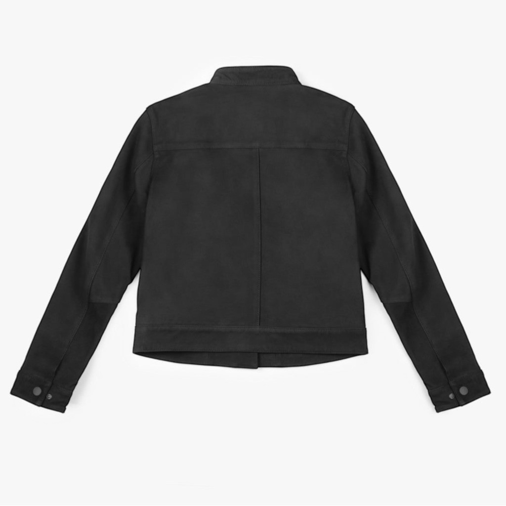 NWT Thursday Boot Company Women's Matte Black Lamb Leather Racer Jacket Medium - Picture 4 of 16
